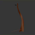 Modern Orange Furniture Coat Rack With Curved Structure And Three Legged Base