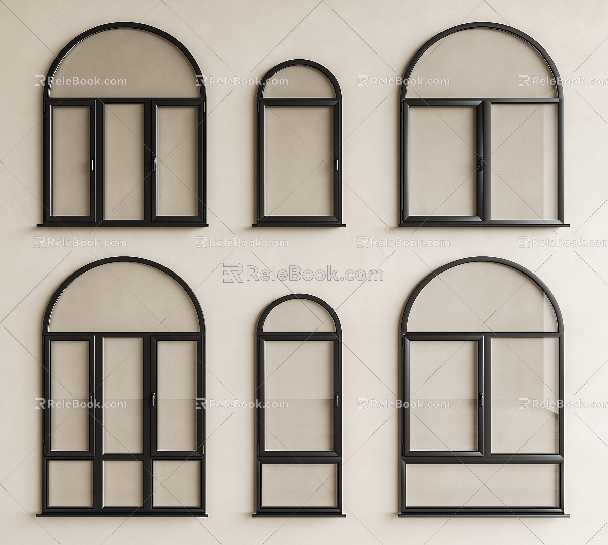 windows floor-to-ceiling windows sliding windows casement windows bay window system windows window frames curved window frames 3d model