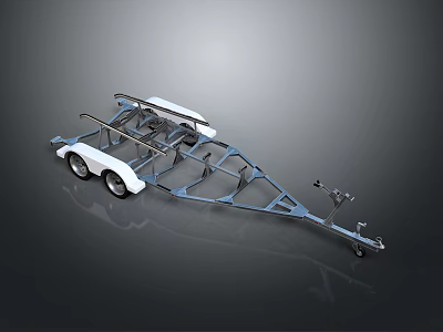 Heavy Duty Metal Trailer Frame With Dual Wheels And Support Structure Design 3d model