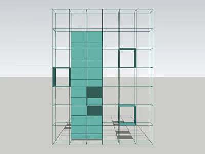 Modern Display Shelf With Grid Structure And Multi Layer Open Compartments 3d model
