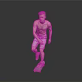 Shirtless Male In Light Shorts Riding Skateboard On Reflective Gray Floor