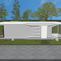 Modern White Prefabricated Guesthouse Building With Glass Curtain Wall And Green Lawn Trees