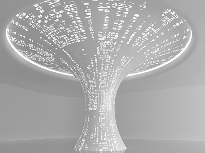 Text Decorated Modern Pillar With Illuminated Unique Artistic Elegant Structure Design 3d model