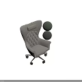 High Back Tufted Beige Upholstered Office Chair With Gold Swivel Base Wheels