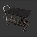 Mobile Hydraulic Lift Table With Black Platform Top Metal Frame And Wheels