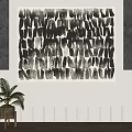 Black and White Abstract Painting With Textured Brush Strokes For Modern Interior Wall Decor