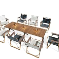 Dining Table And Chairs Set With Wooden Top Metal Frame Folding Chairs And Candles