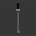 Black Traffic Light Equipment With Silver Metal Pole And Concrete Base