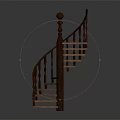 Modern Wooden Spiral Staircase With Smooth Steps Curved Handrail And Round Finial