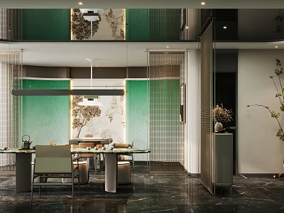 Elegant New Chinese Style Hotel Chess And Card Room With Luxury Comfortable Spacious Interior Design 3d model