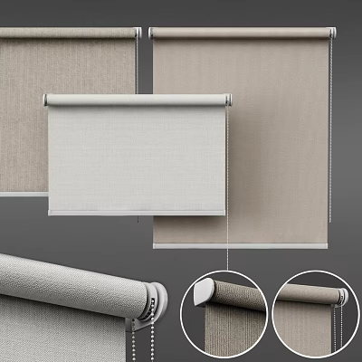 Beige Linen Fabric Roller Blinds For Modern Home Light Filtering Decor 3d model