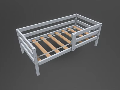 Simple Design Baby Bed With White Frame And Wooden Slats For Nursery 3d model
