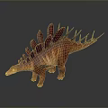 Stegosaurus Dinosaur Model With Red Spines And Orange Body On Reflective Gray Background