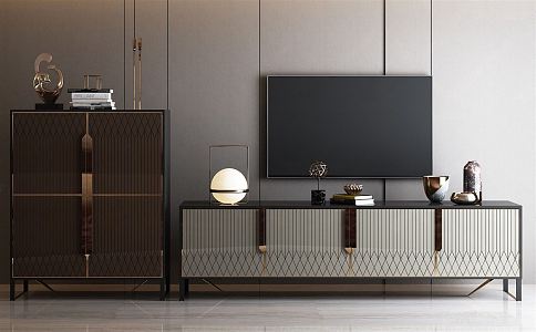 Light Luxury TV Cabinet Side Cabinet TV Cabinet Combination 3d model