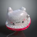 Adorable Game Movie Character Featuring White Body Pink Cheeks On Red Base With Soft Expression
