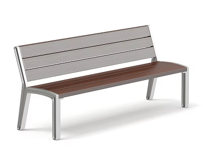 Modern Bench with Metal Frame and Wooden Slat Seat for Indoor Outdoor Use 3d model
