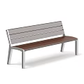 Modern Bench with Metal Frame and Wooden Slat Seat for Indoor Outdoor Use