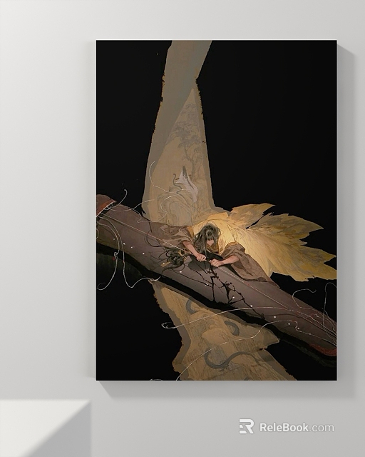 Abstract Painting With Vibrant Yellow Leaves Dynamic Strokes And Layered Textures 3d model 