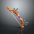 Colorful Bow Weapon With Geometric Shapes And Vibrant Orange Pink Blue Parts