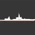 Detailed White And Red Warship Model With Deck Structure As Water Transport