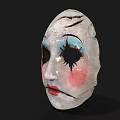 Vintage Costume Mask With Cracked Details Blue Pink Eye Makeup And Red Lips
