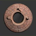 Ancient Clay Sculpture Jar With Two Handles And Cracked Patterns Design