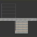 Staircase Structure With Metal Railing Concrete Base And Wooden Steps On Gravel Surface