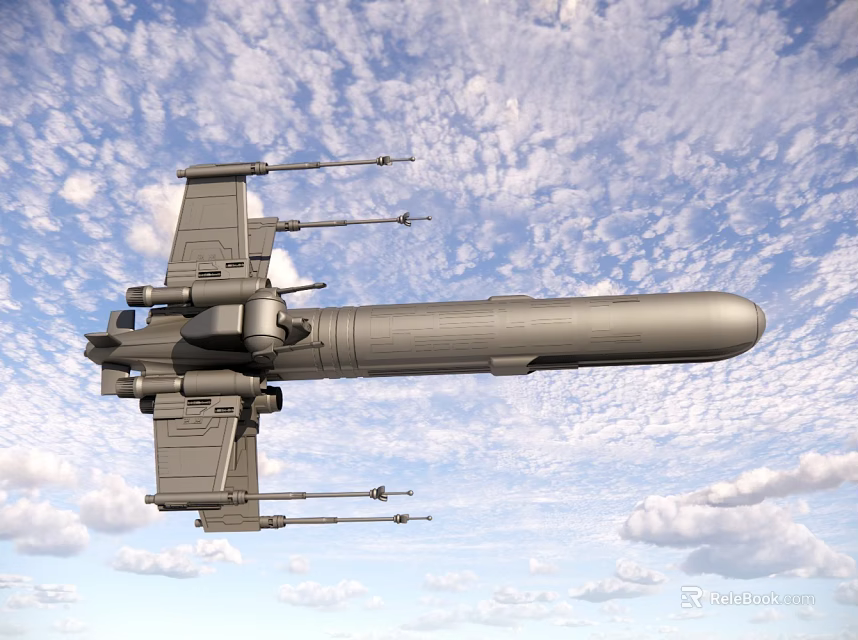 Advanced Futuristic Military Aircraft With Multiple Engines Flying In Blue Sky 3d model 