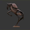 Decorative Bronze Horse Sculpture In Rearing Posture With Pedestal Base