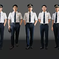 2D Modern Figure Flight Crew Flight Attender Flight Captain 3d model