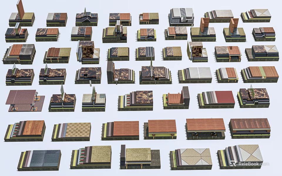 Various Building Models With Diverse Roof Designs And Multiple Architectural Styles 3d model