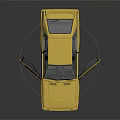 Yellow Classic Sporty Car With Open Doors White Wheels And Black Interior