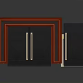 Sleek Modern Wooden Console Cabinet With Black Panels And Open Door Design