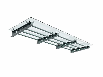 Durable Glass Awning With Metal Frame For Outdoor Patio Weather Protection 3d model