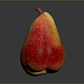 Red And Yellow Pear With Smooth Skin On Gray Reflective Background 3d model