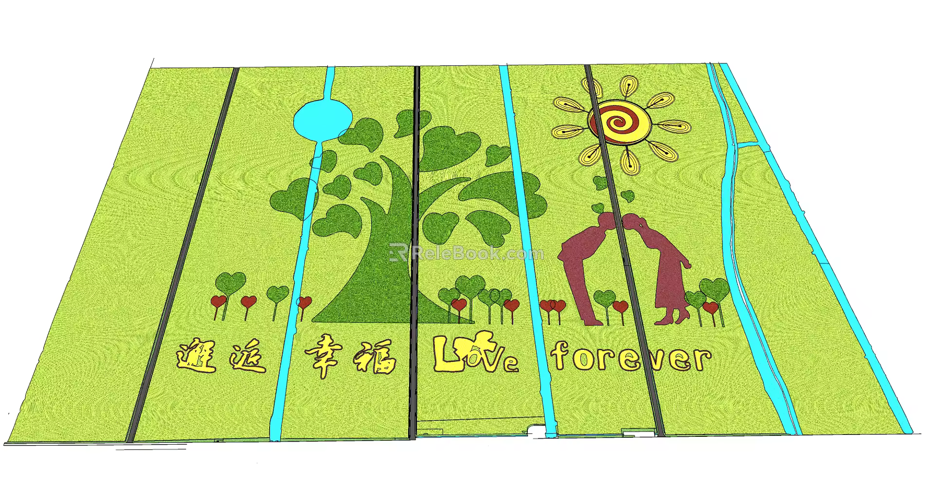 Modern Paddy Field Paddy Field Landscape 3d model