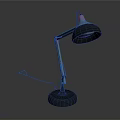 Modern Lighting Combination with Adjustable Metal Arm Round Base Blue Black Desk Lamp Design
