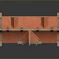 Traditional Wooden House Model with Red Tile Roof Two Floors Stone Base and Classic Windows