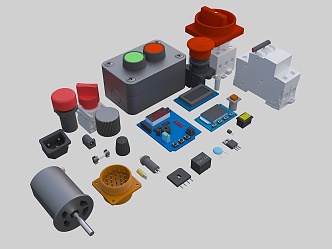 Electronic components 3d model