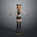 Stylish Anime Character With Blonde Hair Black Bow Black Vest And Yellow Accent Long Boots