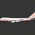 Red and White Aerospace Spacecraft Model With Four Engines Large Wings and Orange Tail