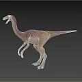 Standing Dinosaur With Long Neck And Tail Brown Yellow Detailed Texture Isolated On Gray Background