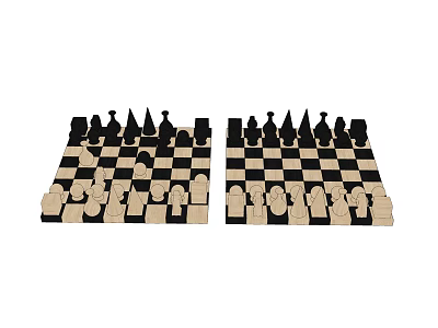 Chess Board Game Entertainment With Two Chessboards And Wooden Pieces Setup 3d model