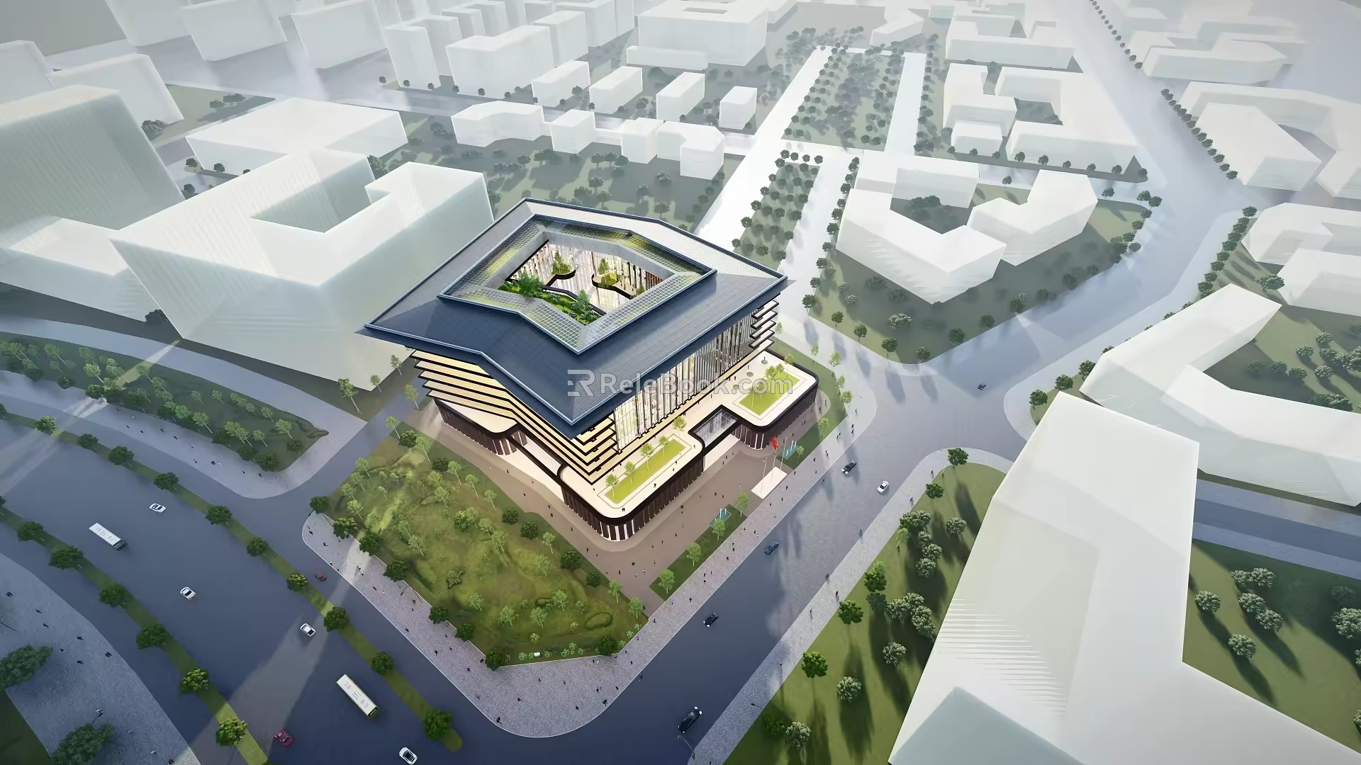 New Chinese-style Office Building Features 3d model
