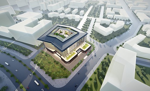 New Chinese-style Office Building Features 3d model