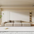 Modern sofa background wall cream wind sofa background wall 3d model