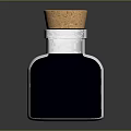Dark Blue Glass Ink Bottle With Natural Cork Stopper And Smooth Surface