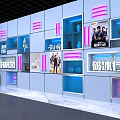 Modern Display Space With Neon Lights Branded Elements And Exhibition Compartments 3d model
