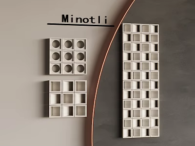 Minotli Wall Mounted Partition With Circular Hole And Square Grid Design 3d model
