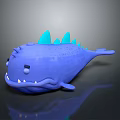 Blue Spiked Creature Character With Big Mouth Sharp Teeth And 3D Cartoon Design